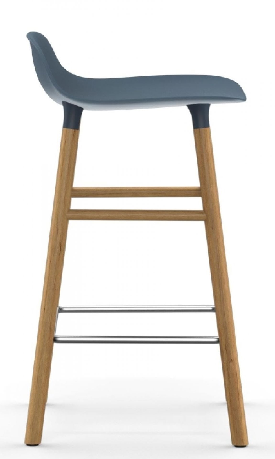 Normann Copenhagen Form Barhocker H 65 cm aus Holz, grauer Sitz, Fußstütze aus Metall.