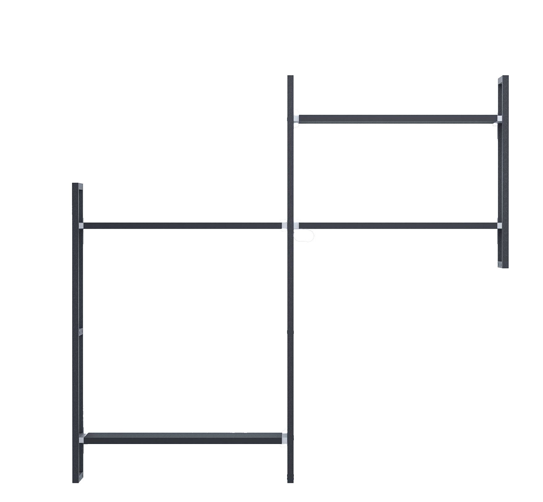 Wandregal Grundmodul D Oncono, modernes Regalsystem in Anthrazit, minimalistisches Design für Wohnzimmer und Büro.