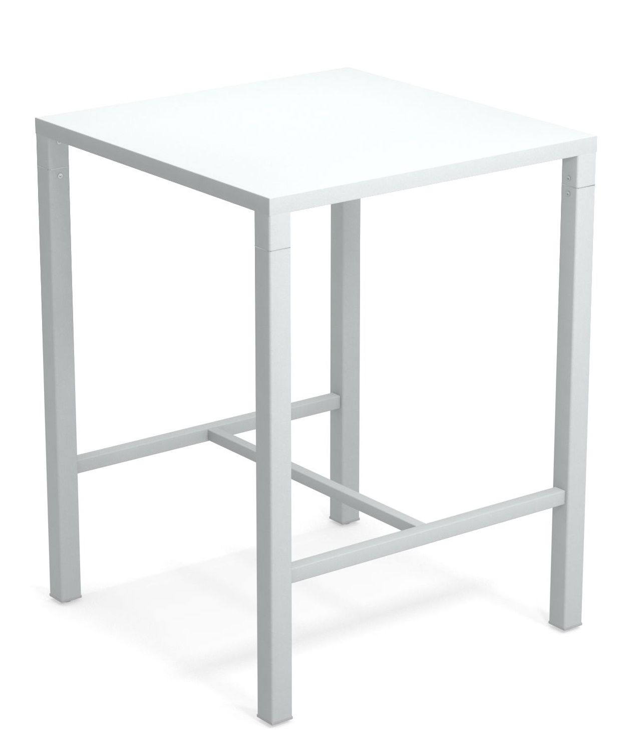 Weißer Nova Hochtisch von Emu für den Außenbereich, quadratische Tischplatte und minimalistisches Design.