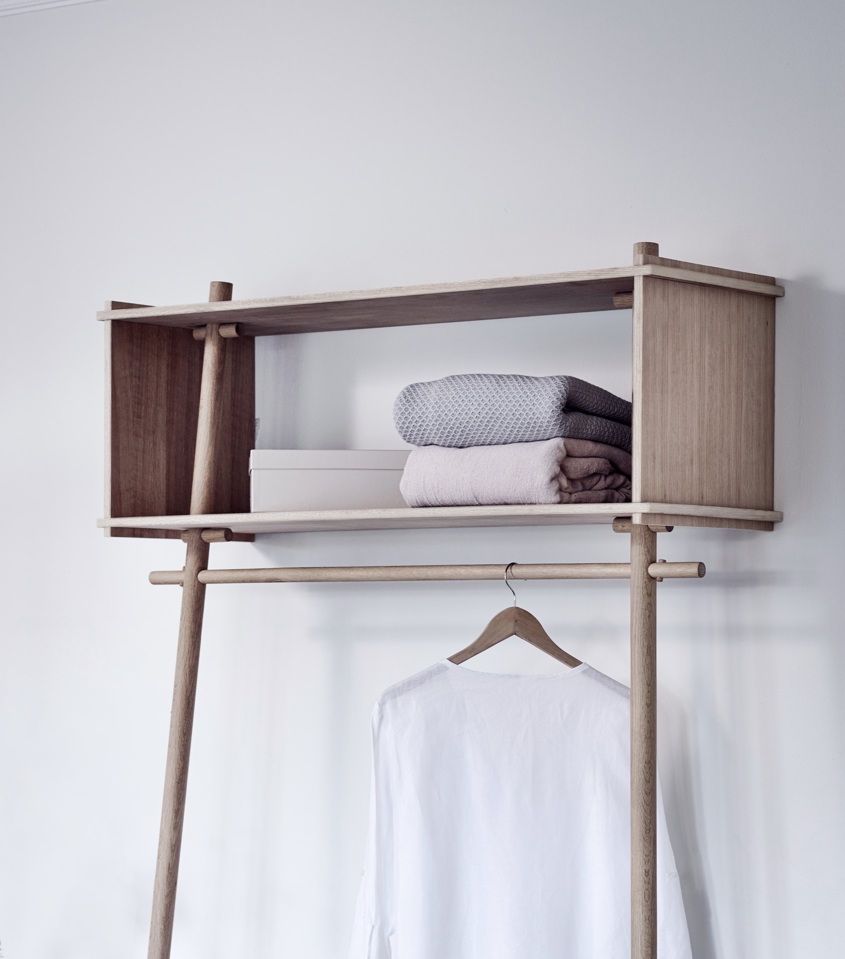 Töjbox kapstok Woud Bx80 cm eiken zwart