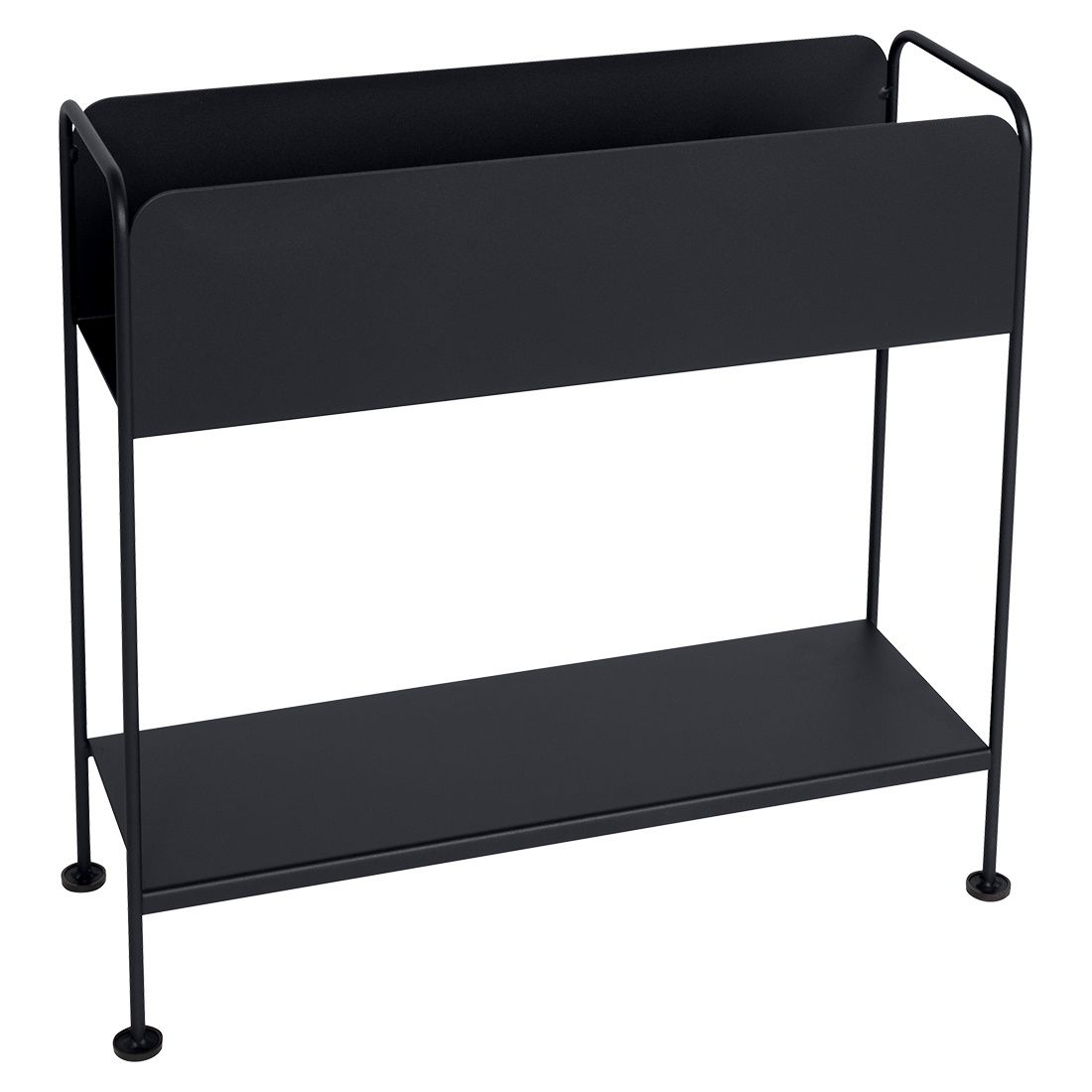 Schwarzer Picolino Blumentopf von Fermob für den Außenbereich mit zwei Ebenen und minimalistischem Design.