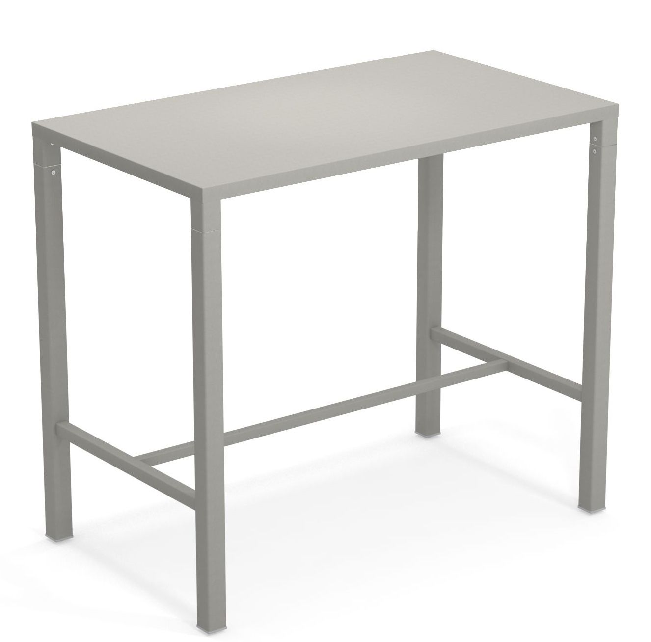 Grauer Nova Hochtisch von Emu für den Außenbereich, minimalistisches Design mit rechteckiger Tischplatte und Stahlgestell.