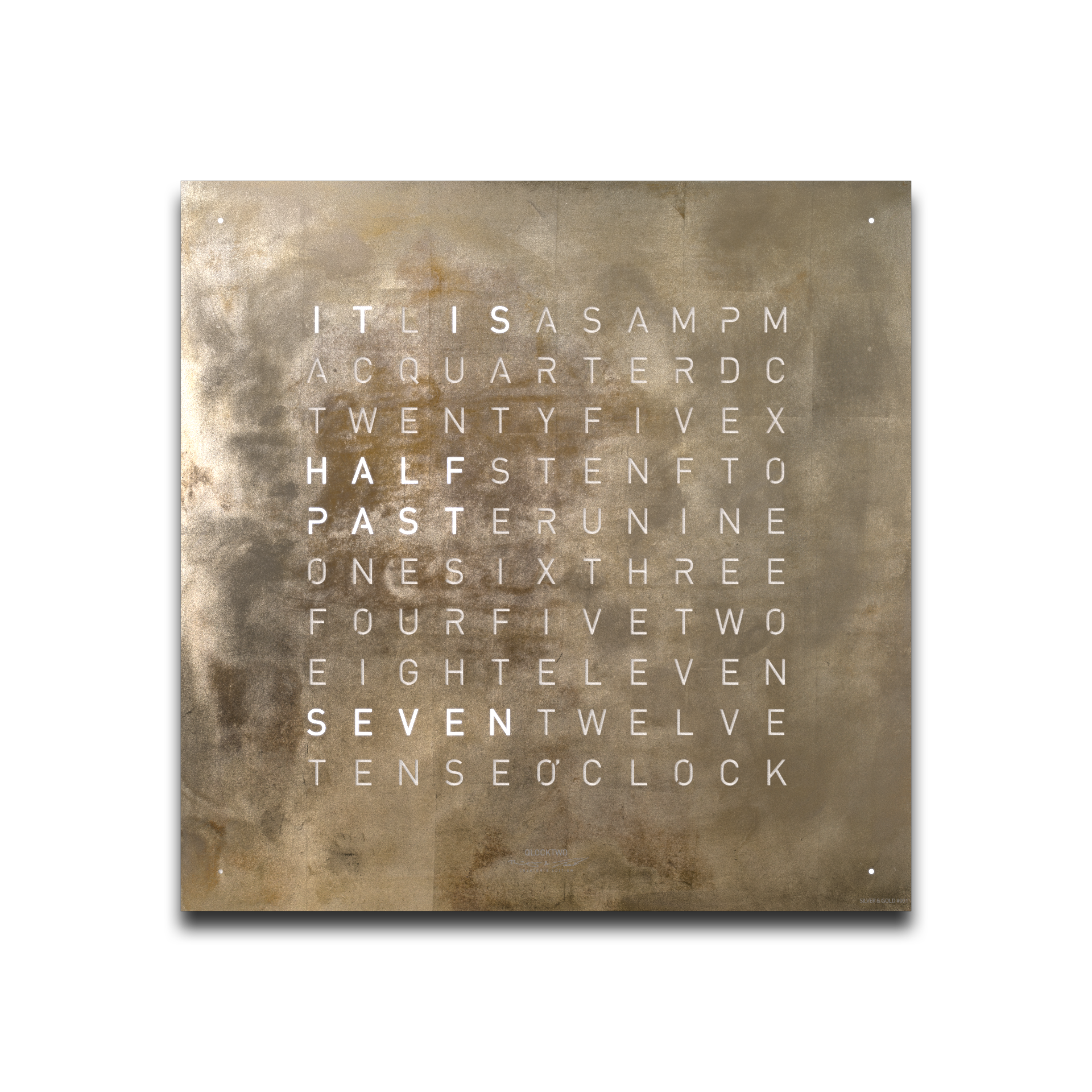 Voorpagina voor Earth 45 wandklok Engels QLOCKTWO