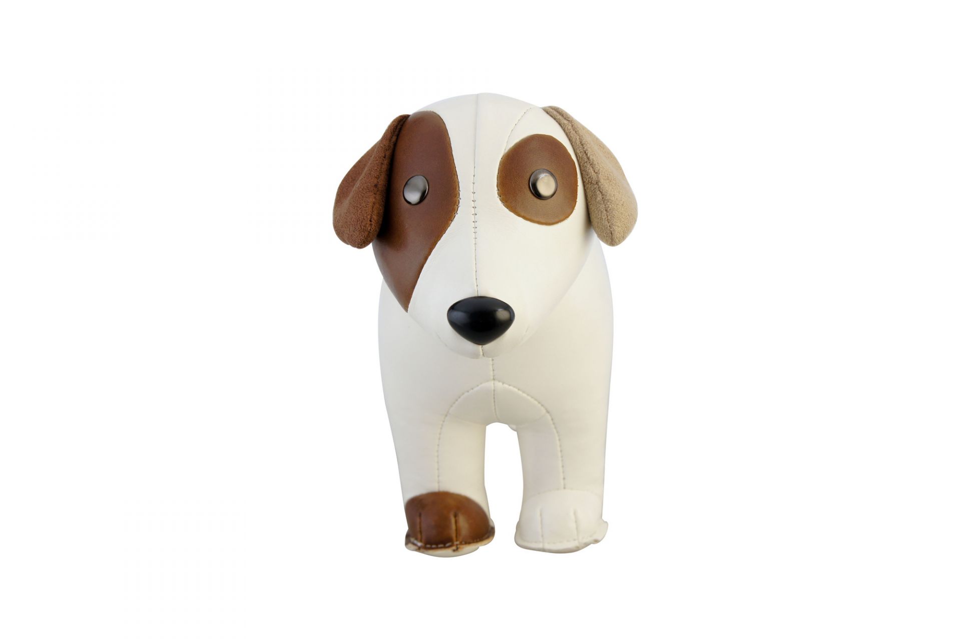Buchstütze in Form eines weißen und braunen Russel Terriers von Züny.