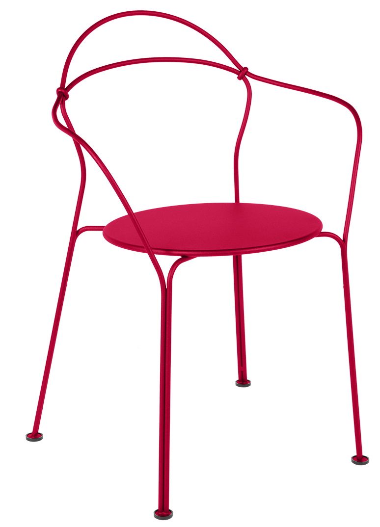 Airloop Sessel von Fermob in Rot: Moderner Outdoor Sessel aus Metall mit runder Sitzfläche.
