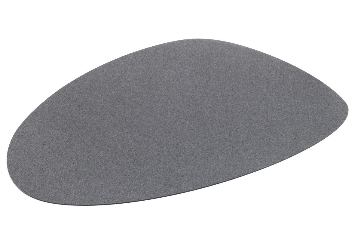 Grauer, moderner Teppich Stone von HEY-SIGN, gefertigt aus Filz, ideal für Wohnzimmer und Schlafzimmer.