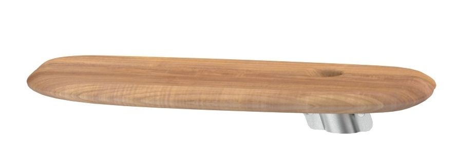 Detailaufnahme der Holzbank des Reel Rocking Sofa Schaukelsofas von Emu für den Außenbereich.