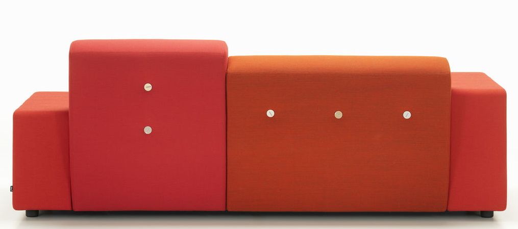 Vitra Polder Compact Sofa in Rot- und Orangetönen, modernes modulares Design für Wohnzimmer.