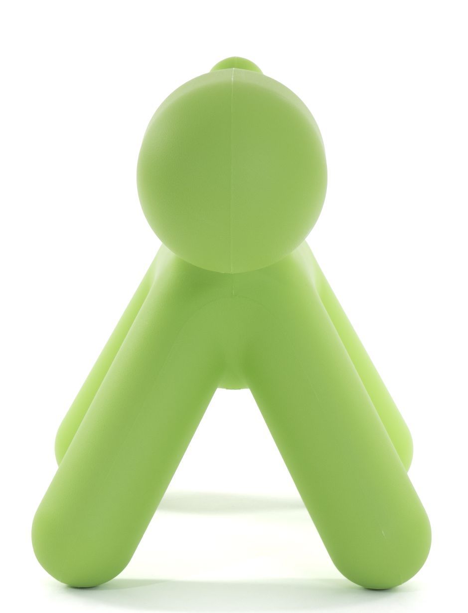 Grüner Magis Puppy Spielhund Hocker aus Kunststoff, Rückenansicht, modernes Design Kindermöbel.