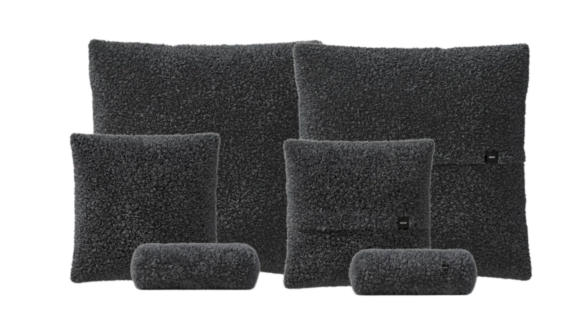 Vetsak Pillow Set, 6-teilig, anthrazitfarbene Kissen in verschiedenen Größen und Formen für Wohnzimmer und Schlafzimmer.