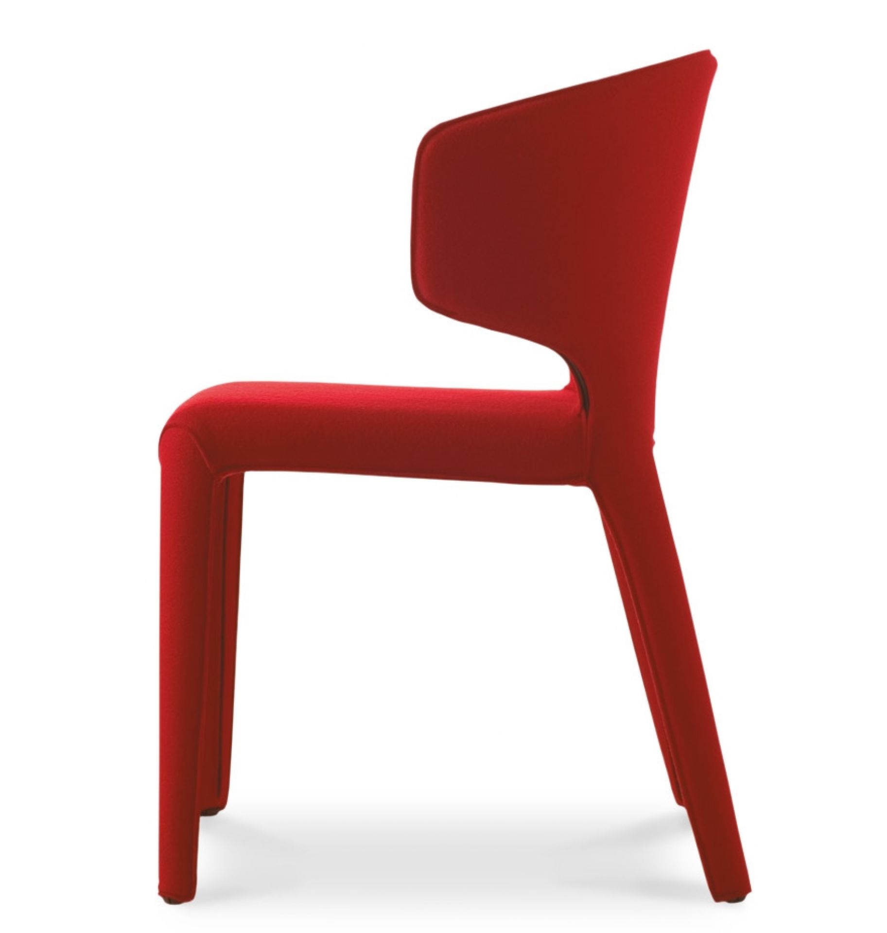Roter 367 Hola Armlehnstuhl von Cassina, moderner Design Stuhl mit Stoffbezug, Seitenansicht.