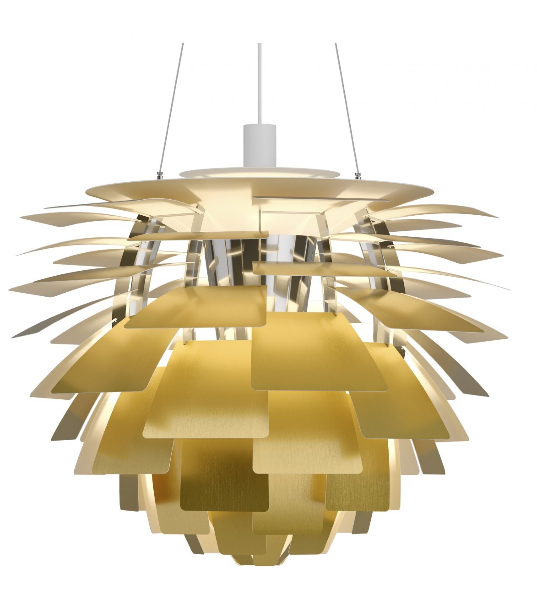 PH Artichoke Pendelleuchte von Louis Poulsen in Messing, moderne Designerlampe für stilvolle Beleuchtung.