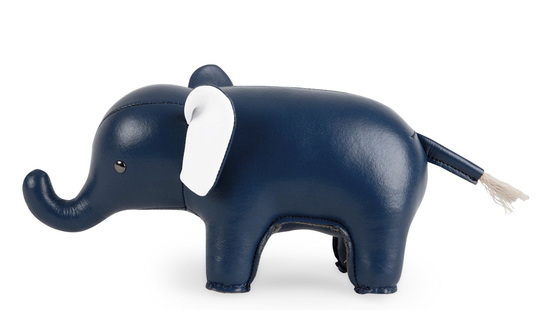 Züny Buchstütze Elefant in Mitternachtsblau und Weiß, dekorative und praktische Tier-Buchstütze.