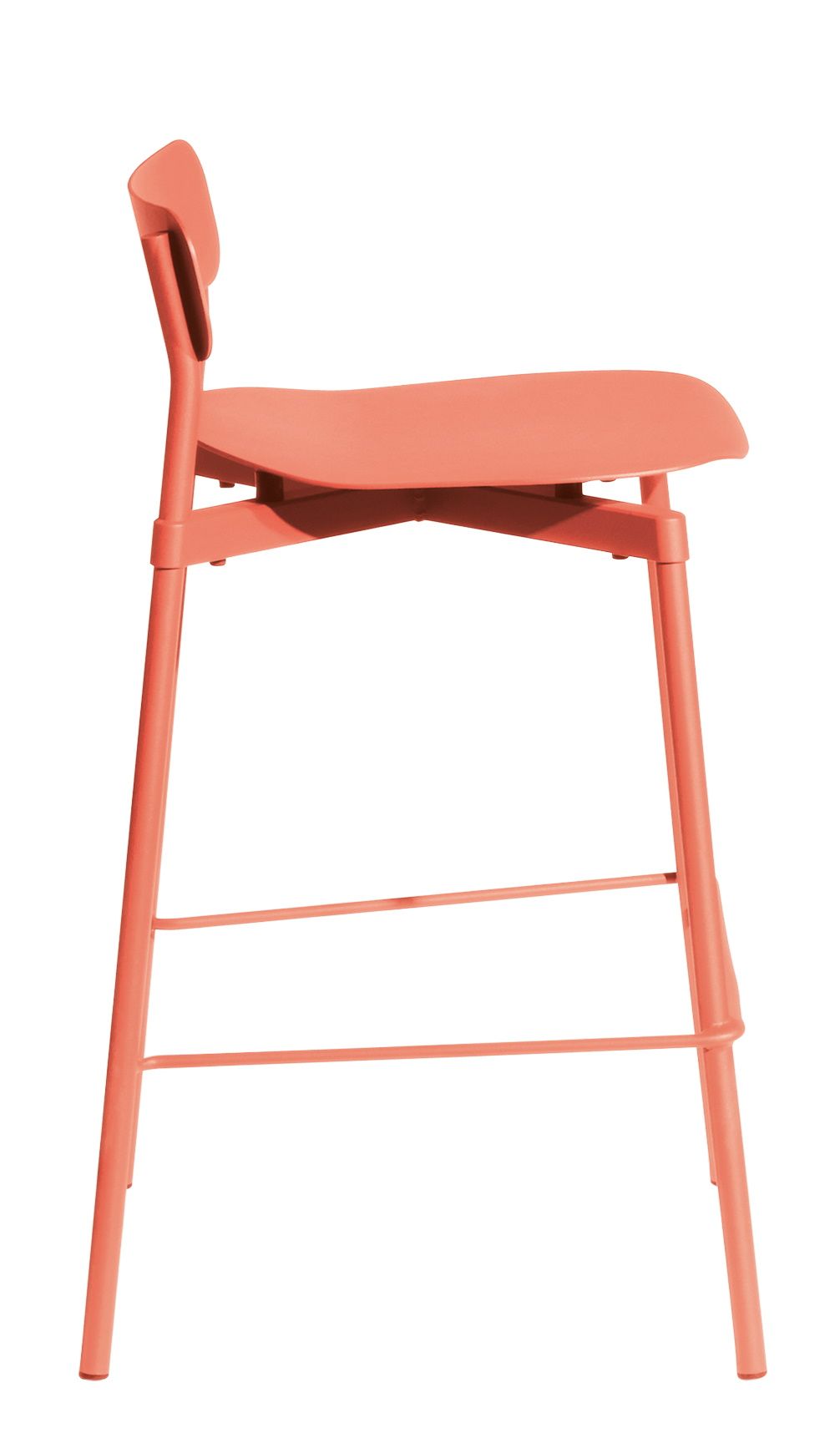 Fromme Barstool Barhocker in Koralle von Petite Friture, Seitenansicht. Moderner Hocker für Küche und Bar.
