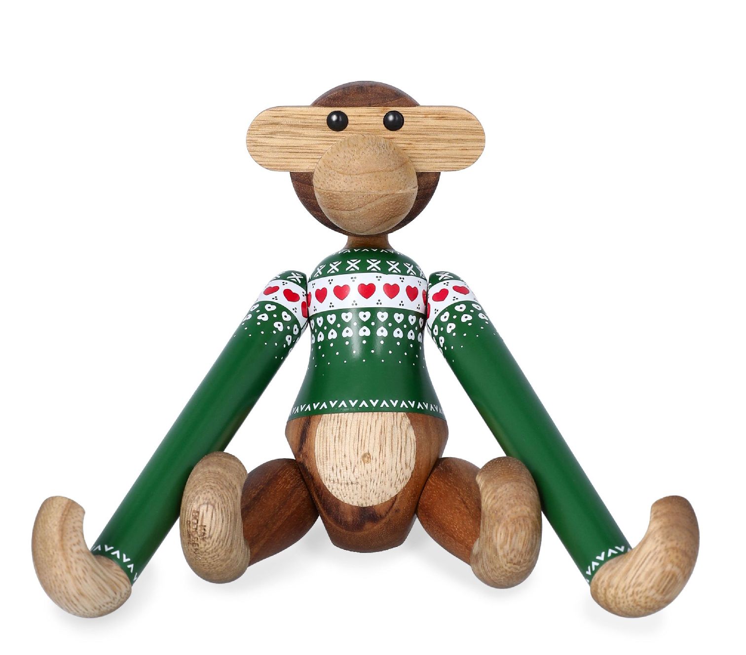 Kersttrui-aapje groen klein houten beeldje Kay Bojesen 