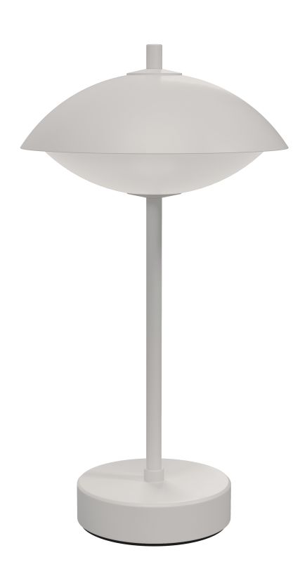 Weiße Clam Tischleuchte von Fritz Hansen: Moderne, portable Akkuleuchte für den Innenbereich.