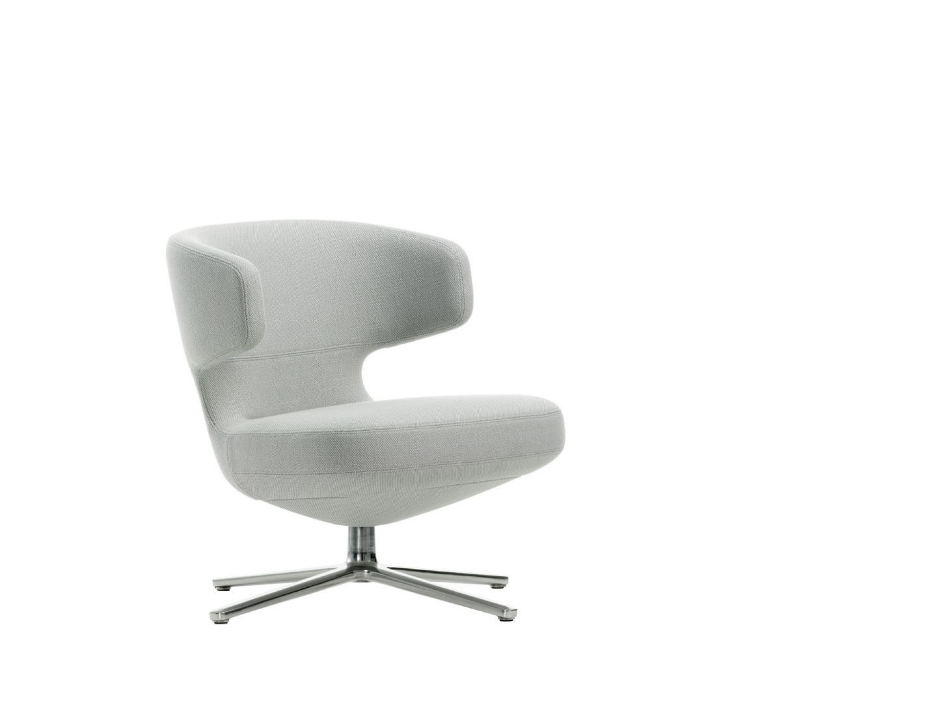 Grauer Petit Repos Sessel von Vitra mit Drehfuß, moderner Loungesessel für Wohnzimmer und Büro.