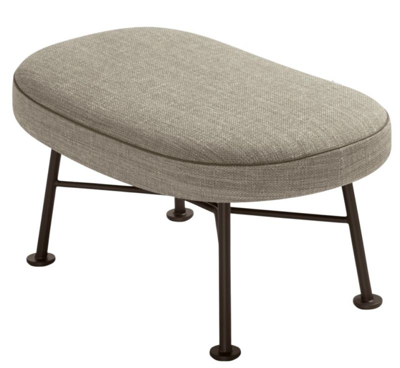 Beiger Shinzo Hocker von Walter Knoll mit Stoffbezug und dunklem Metallgestell.