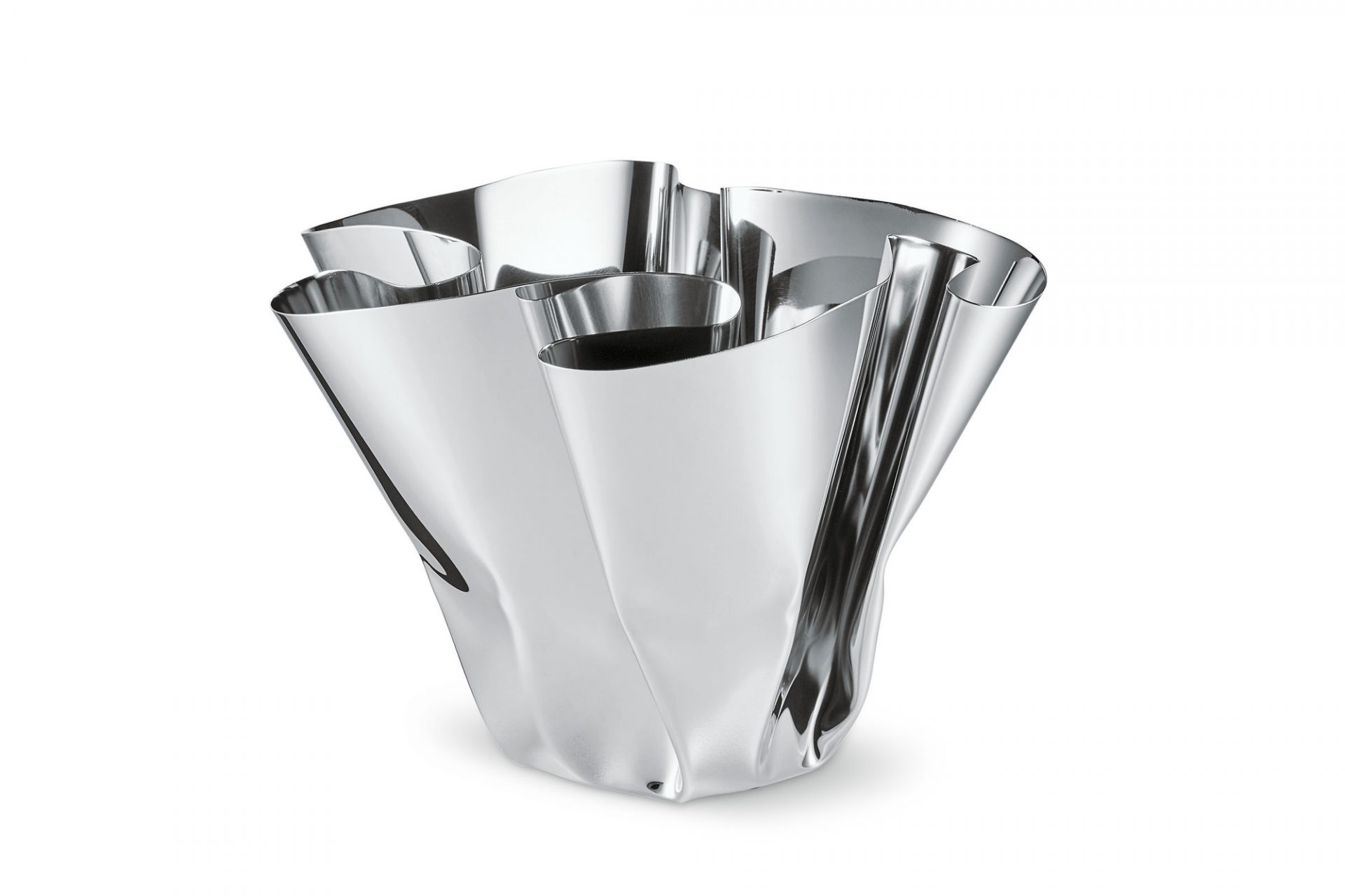 Silberne Margeaux Vase von Philippi, moderne Blumenvase aus poliertem Edelstahl für stilvolle Dekoration.