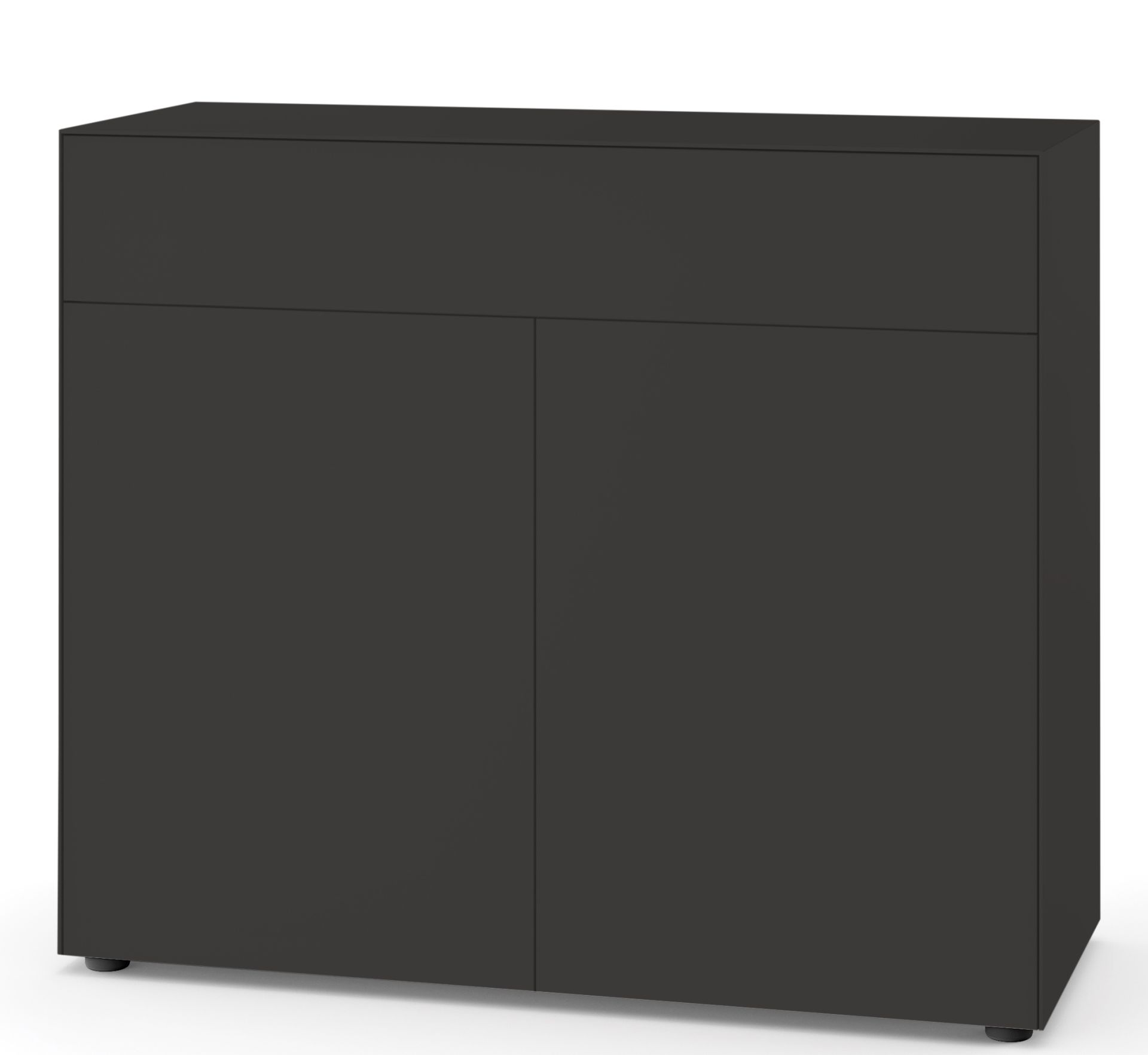 Nex Pur Box Sideboard von Piure in Anthrazit mit Schublade und zwei Türen.