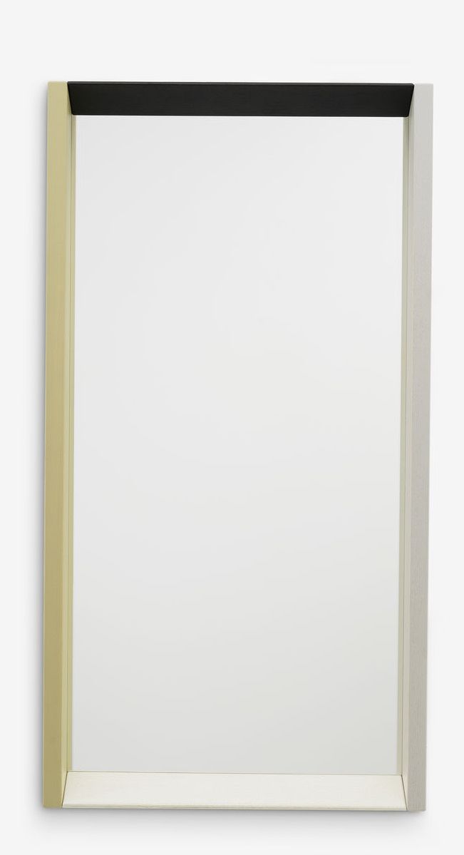 Vitra Colour Frame Spiegel mit Rahmen in Gelb, Weiß und Schwarz für moderne Wanddekoration.