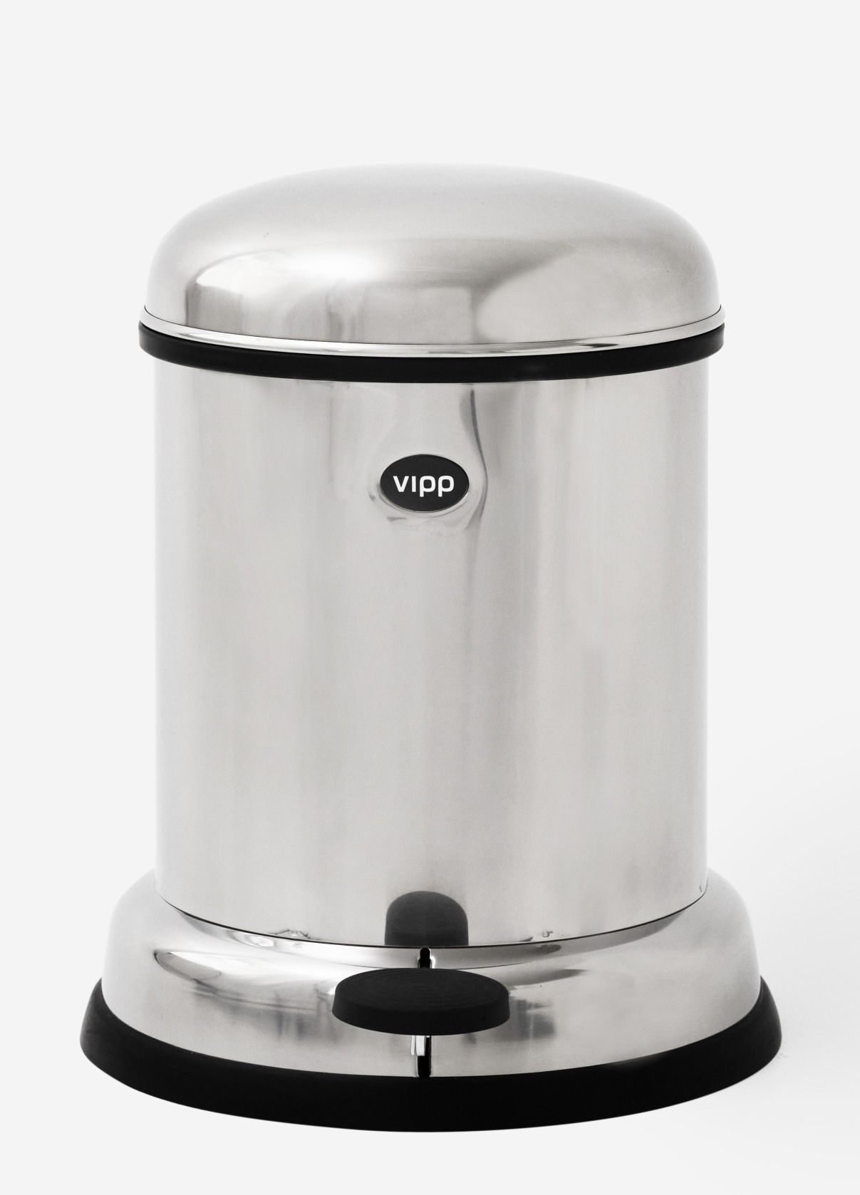 Edelstahl Treteimer von Vipp, 8 Liter Fassungsvermögen, ideal für Bad oder Küche.