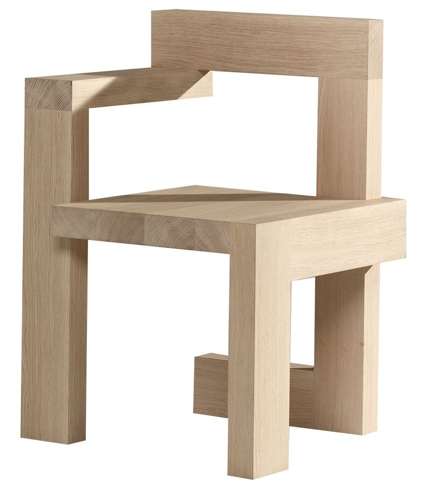 Steltman Stuhl: Moderner Holzstuhl mit geometrischem Design für Wohnzimmer und Esszimmer.