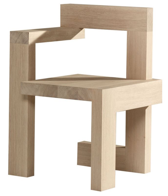 Steltman Stuhl: Moderner Holzstuhl mit geometrischem Design für Wohnzimmer und Esszimmer.