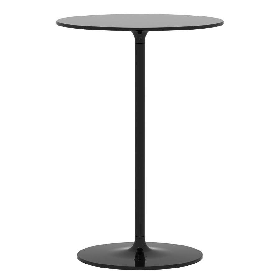 Schwarzer Poppy Beistelltisch von Rexite, runder Tisch mit zentralem Fuß, modernes Design für Wohnzimmer.