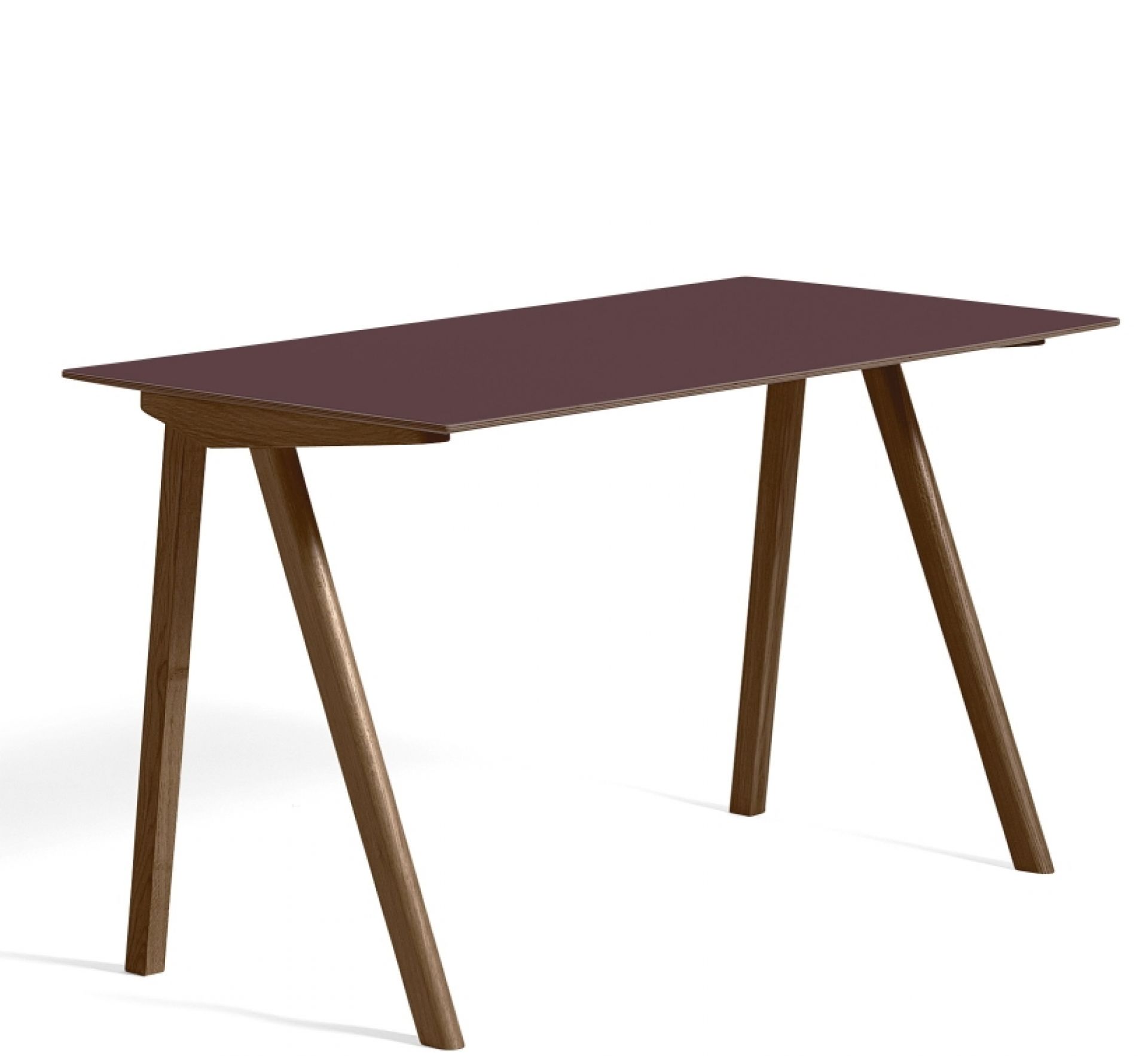 Copenhague Table CPH 90 Schreibtisch von Hay mit brauner Tischplatte und Holzbeinen. Moderner Bürotisch.