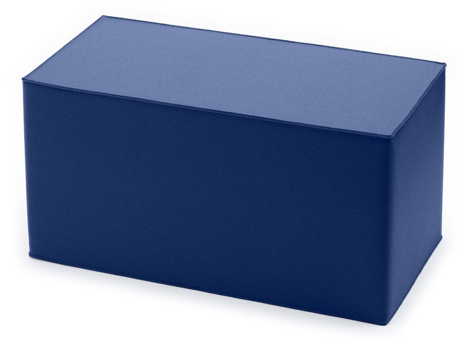 Blauer Quader Sitzhocker von HEY-SIGN by BWF Group, modernes Sitzmöbel für Wohnzimmer und Büro.
