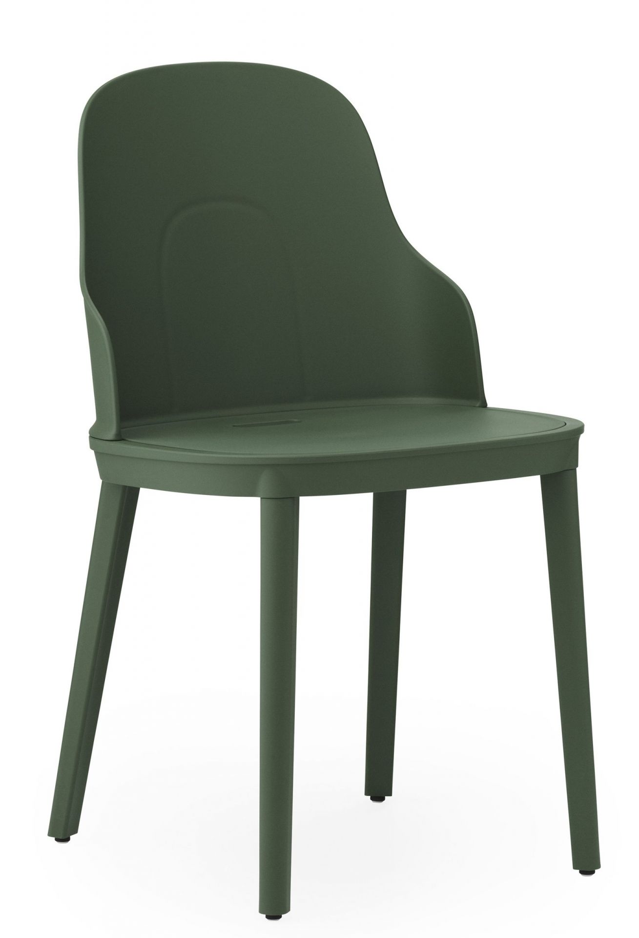 Allez Chair von Normann Copenhagen, ein moderner, olivgrüner Kunststoffstuhl mit Armlehnen für Esszimmer und Küche.