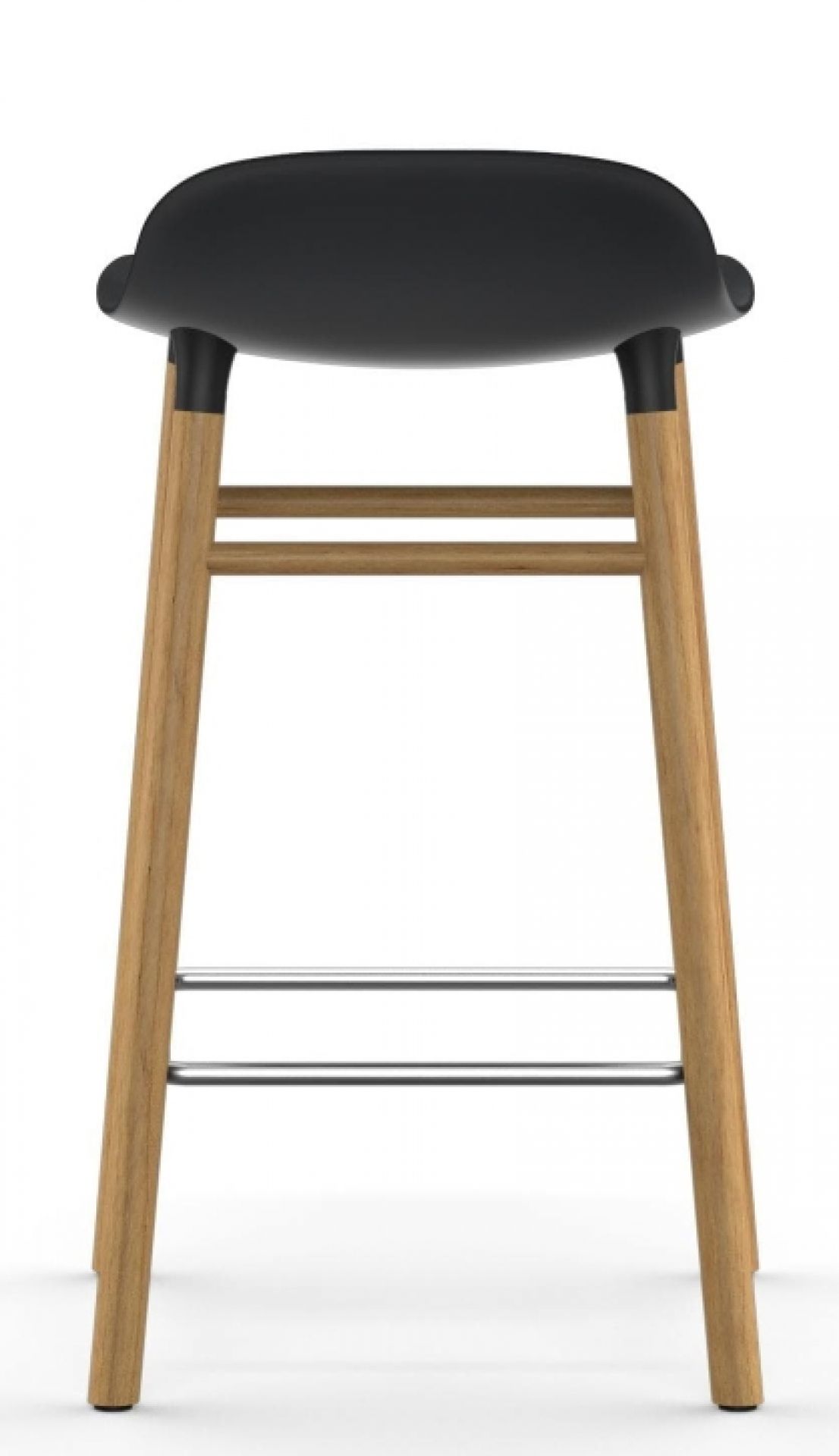 Form Barhocker von Normann Copenhagen, H 65 cm, Holz, schwarze Sitzfläche, moderne Barhocker für Küche.