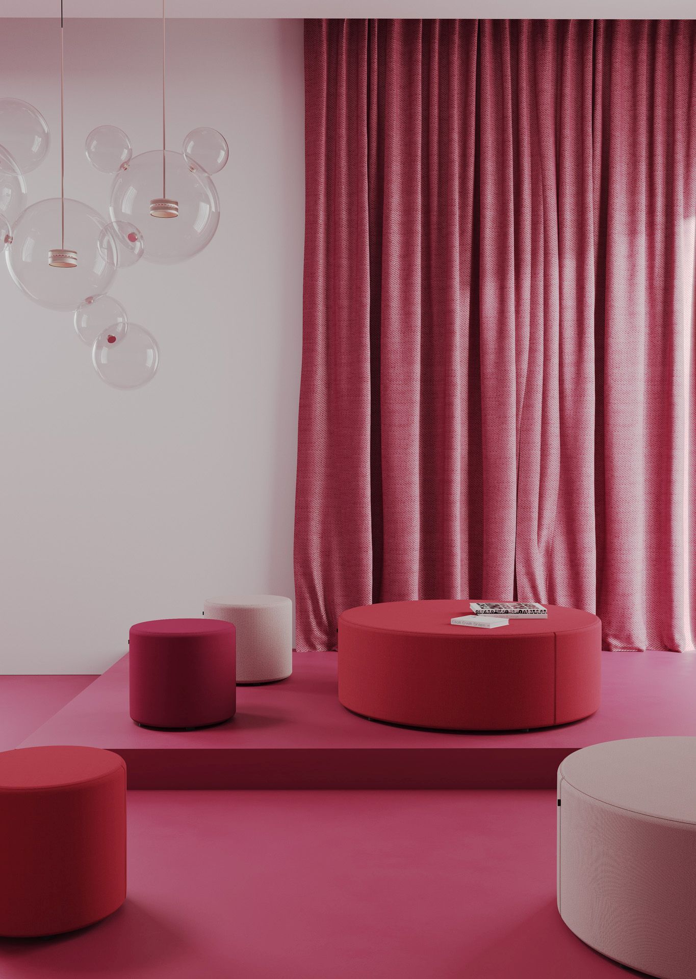point POP R 450 Pouf Sitzhocker von Bejot in Rot und Beige, runde Form, modernes Design.