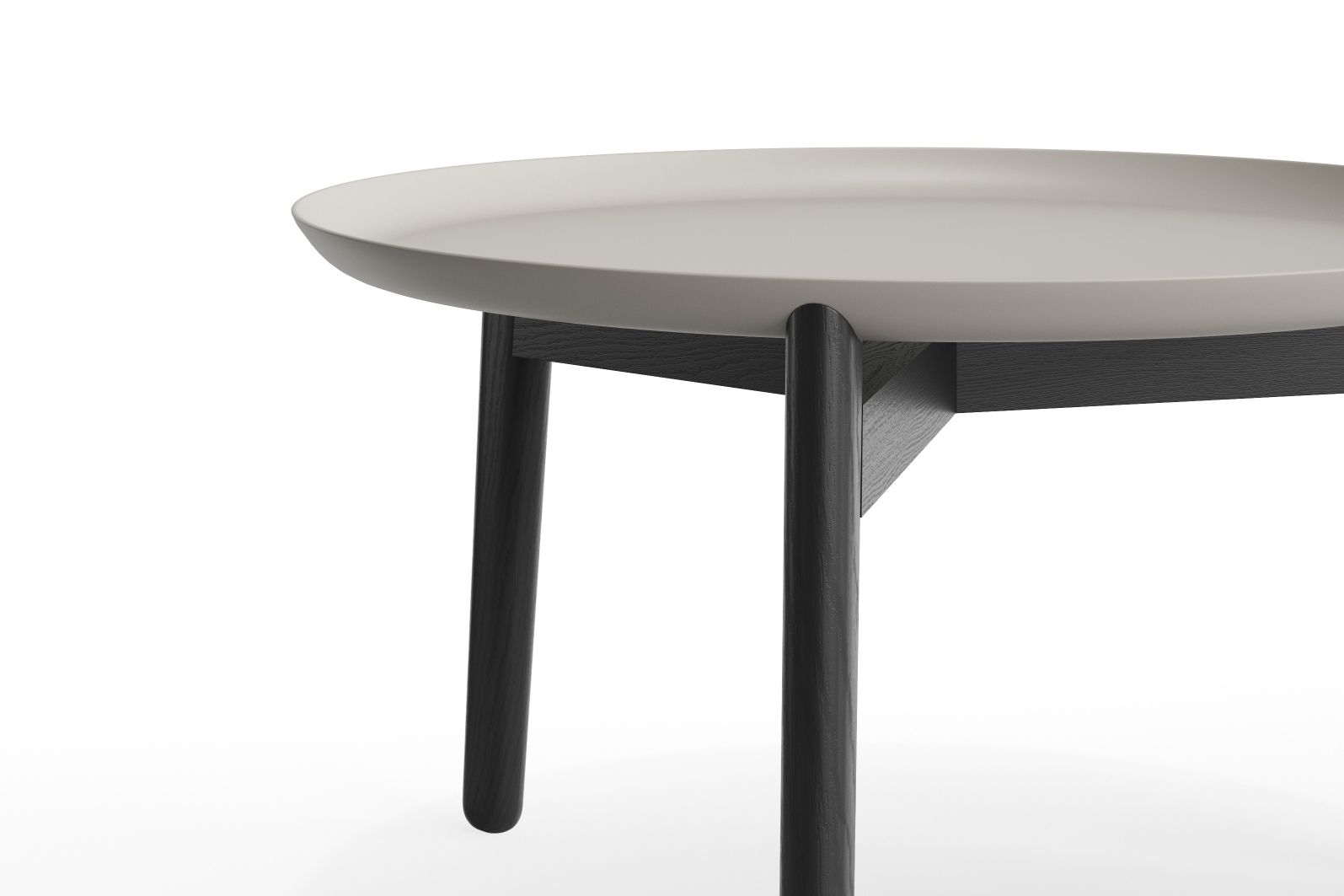 Nahaufnahme des Plaisir 2 Beistelltisches von Zeitraum, Aluminium, Höhe 32 cm, mit runder Tischplatte.