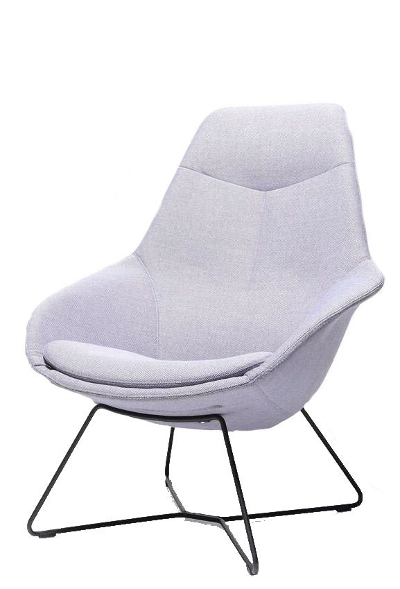 Yonda Loungesessel von Wilkhahn, moderner Sessel mit grauem Stoffbezug und schwarzem Metallgestell.