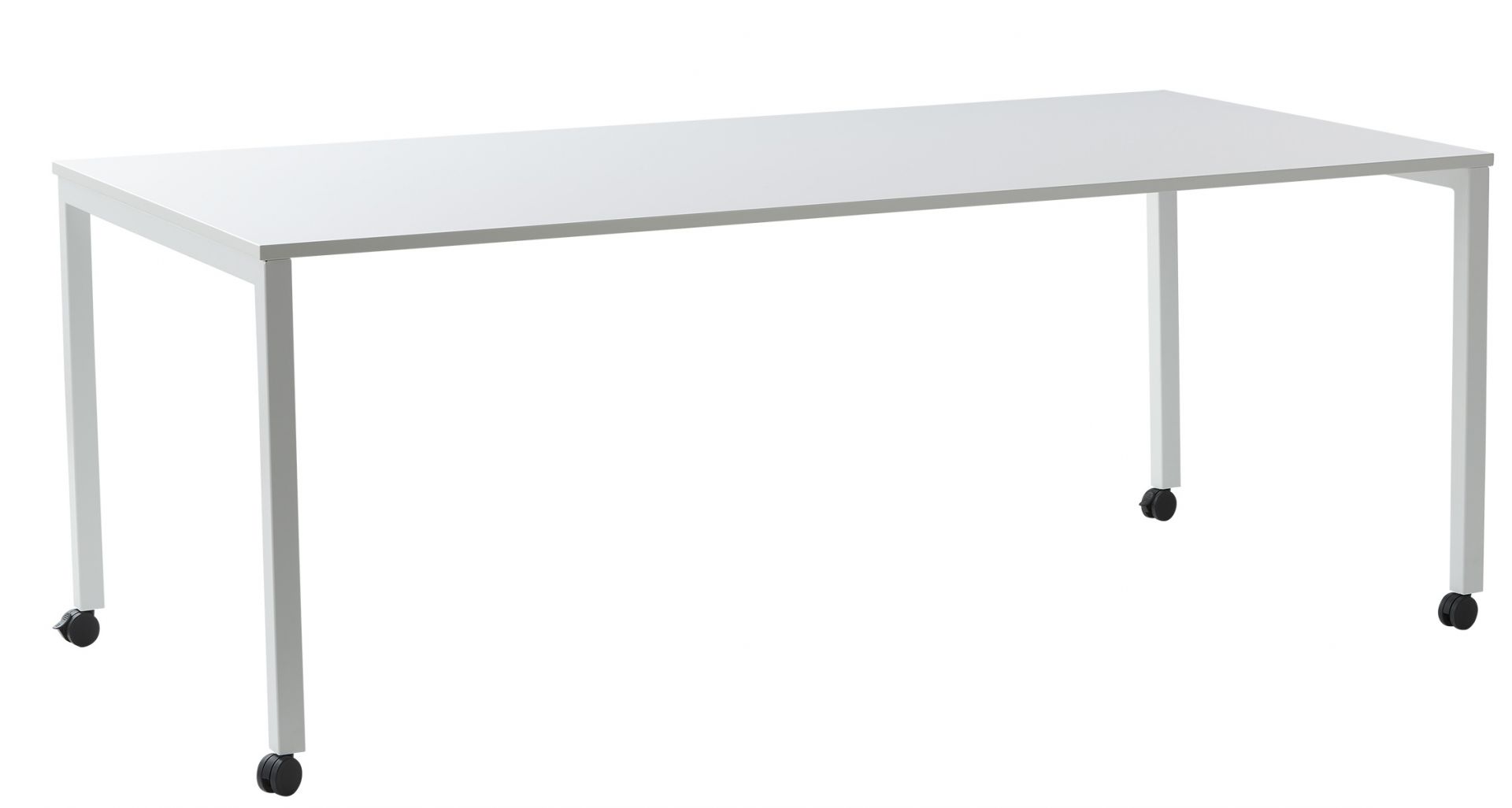 Weißer Panton Move Table Esstisch von Verpan mit Rollen, ideal für moderne Esszimmer und Büros.