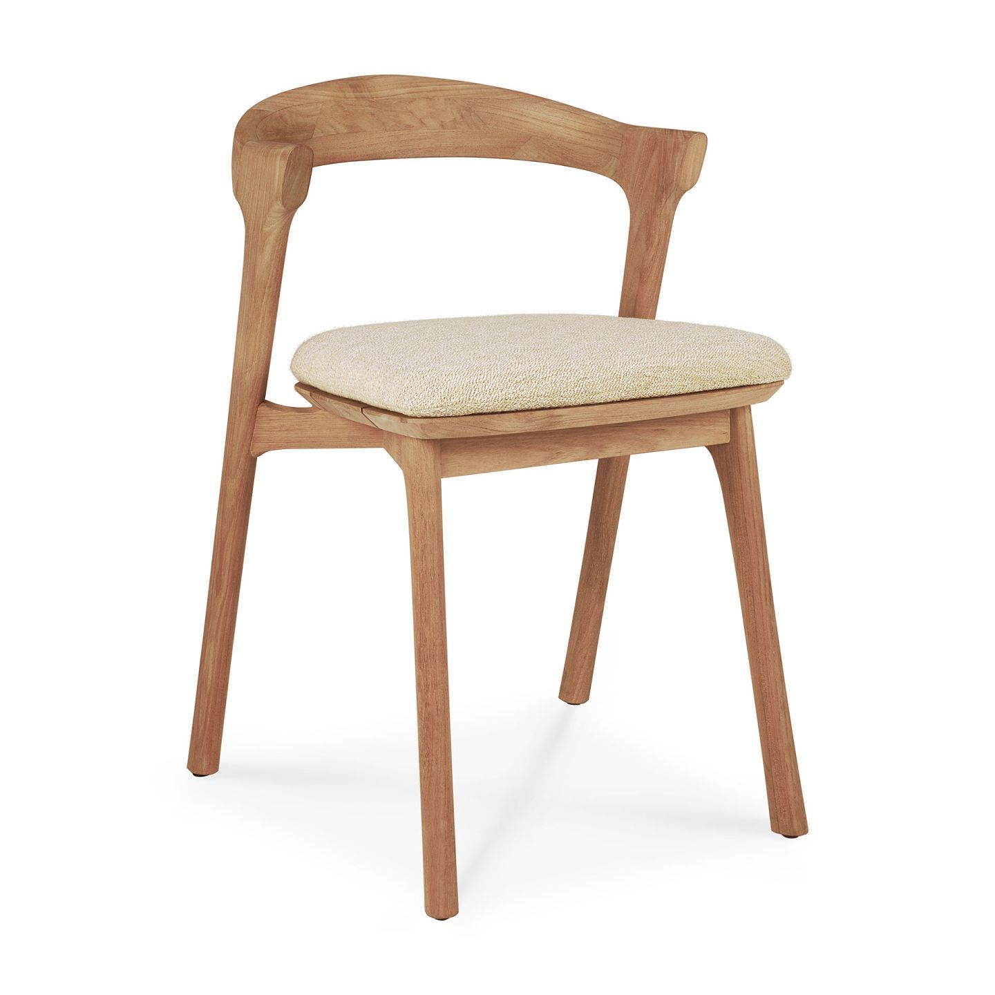 Bok Sitzkissen für Outdoor Stuhl Natural Ethnicraft: Holzstuhl mit beigem Sitzkissen für den Garten.