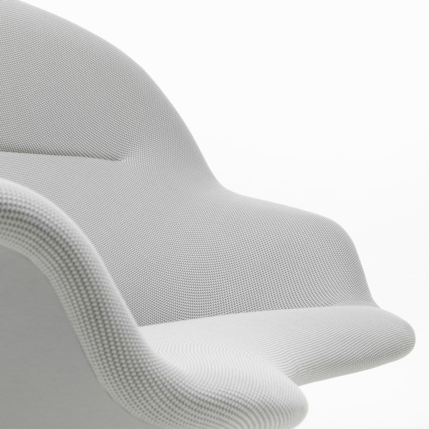 Detailaufnahme des Abalon Sofa von Vitra in hellem Grau, modernes Design Sofa mit Stoffbezug.