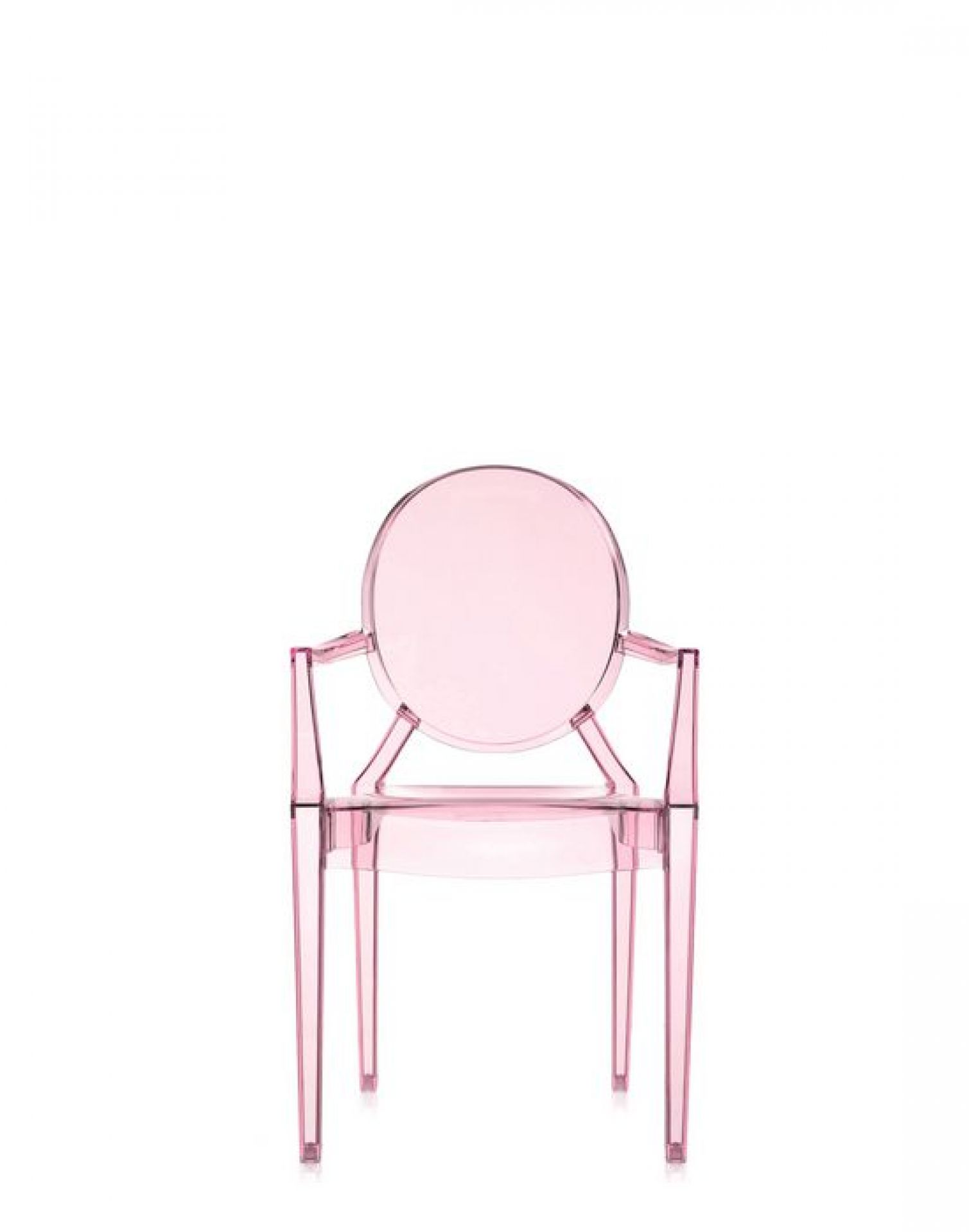 Lou Lou Ghost Kinderstuhl von Kartell, transparenter Kinderstuhl aus Polycarbonat in Rosa.