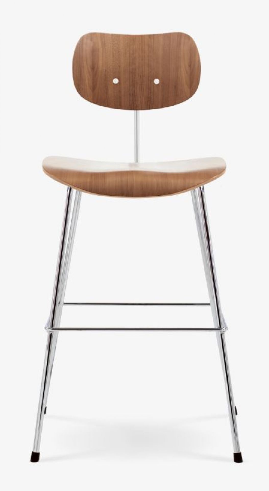 SB 68 Barhocker von Wilde+Spieth: Buche klar lackiert mit verchromtem Stahlgestell, modernes Design für Küche und Bar.