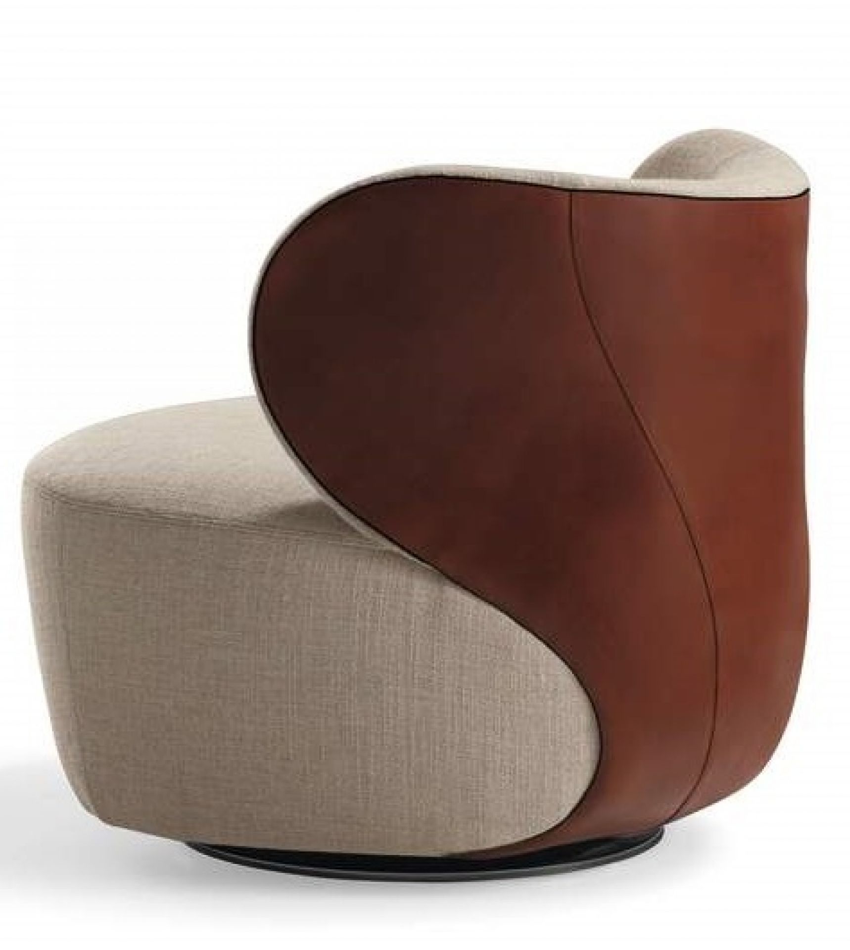 Bao Sessel von Walter Knoll, beige Stoff und braunes Leder, moderne Sitzmöbel.
