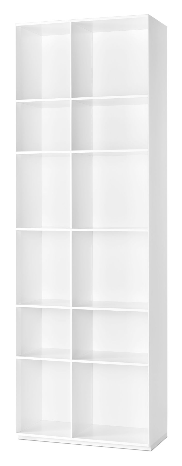 Weißes Nex Pur Regal von Piure mit offenen Fächern für Wohnzimmer oder Büro.