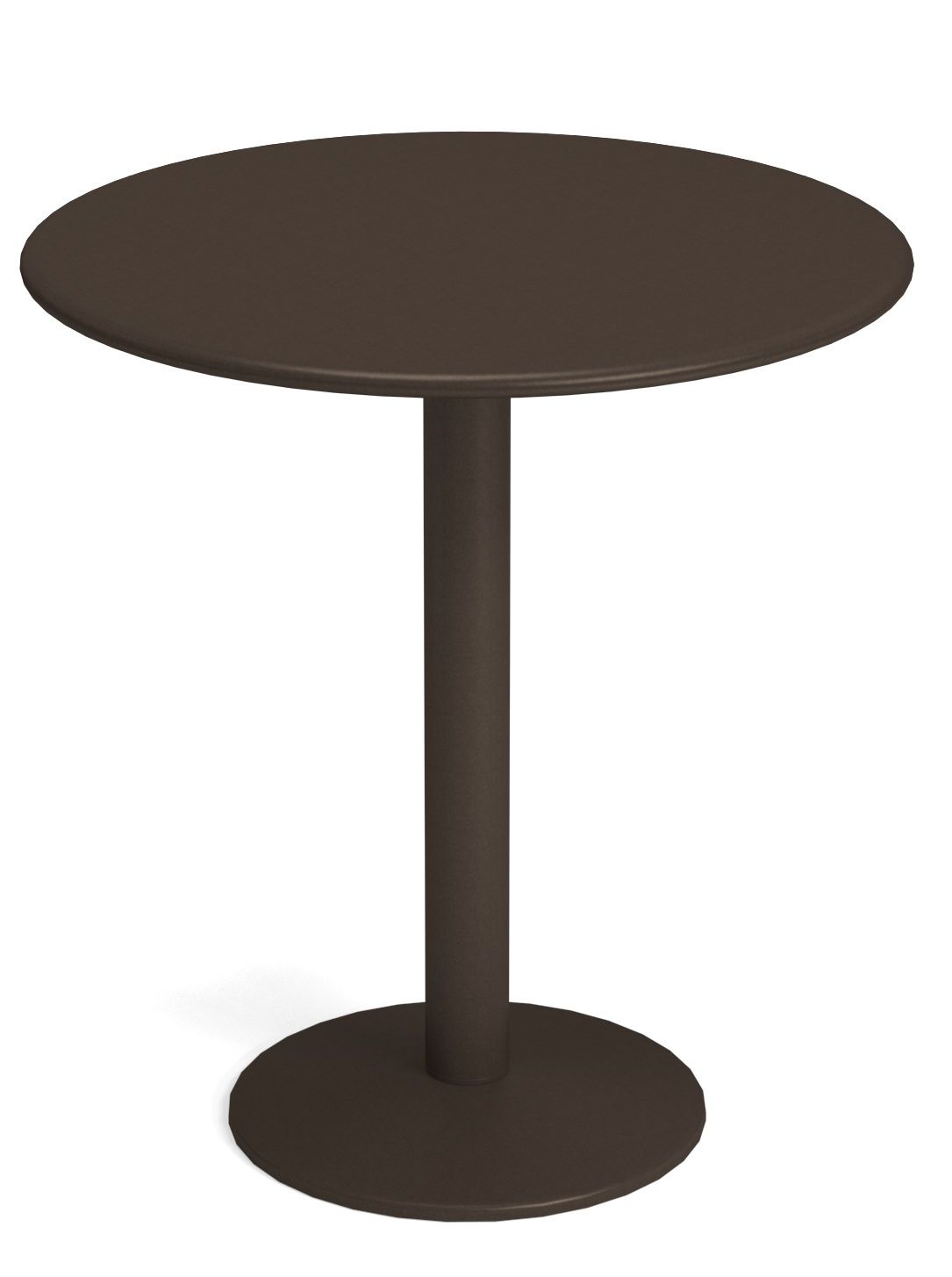 Nahaufnahme des braunen Emu Thor Round Table mit einem Durchmesser von 60 cm.