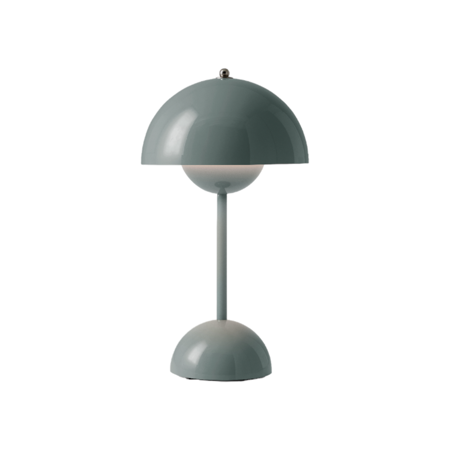 Flowerpot VP9 Tischleuchte in Stone Blue: Moderne, tragbare Lampe für stilvolle Beleuchtung.