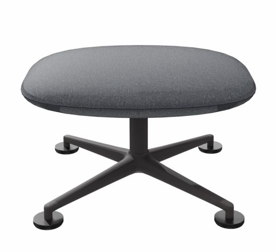 Grauer KN03 Ottoman von Knoll International mit Stoffbezug und schwarzem Vierfußgestell.