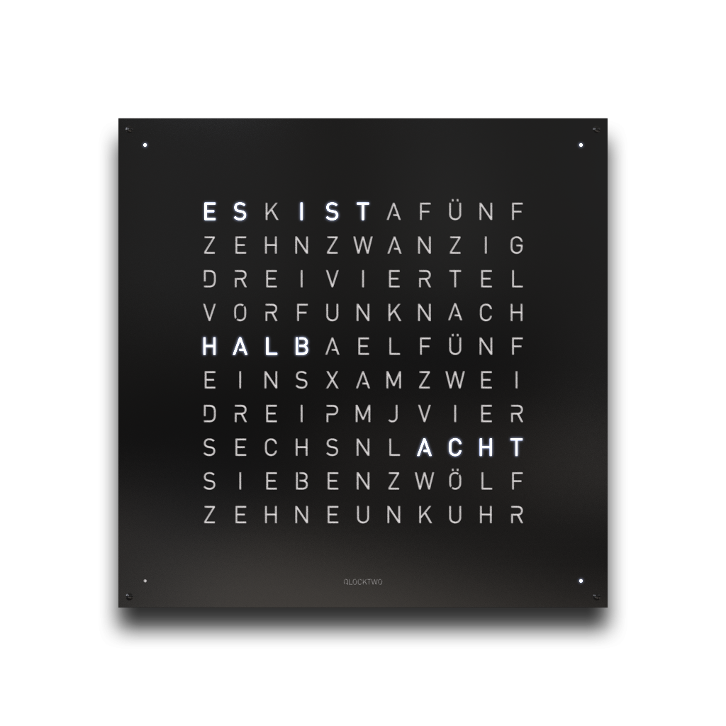 Earth 180 Steel Series Wandklok / Tijdsobject Duits QLOCKTWO