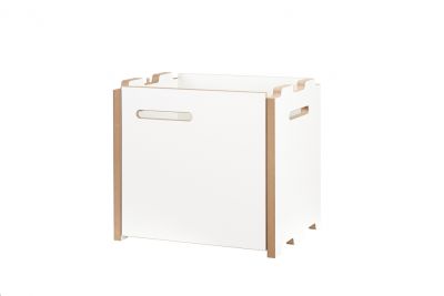 Tojo Halbstark Anbaumodul mit Tür rechts, weißes Regalmodul aus Holz für flexible Regalsysteme.