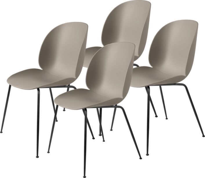 Beetle Chair eetkamerstoel, niet-gestoffeerd, New Beige/Zwart, set van 4, Gubi