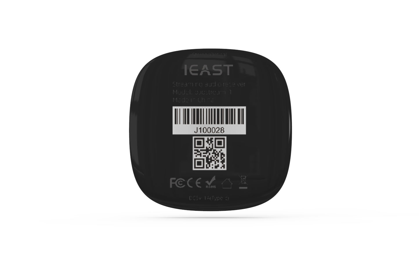 Rückseite des schwarzen Wifi Moduls mit Seriennummer, QR-Code und Zertifizierungen für drahtlose Kommunikation.